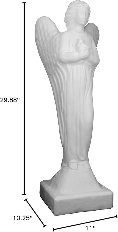 Emsco Group Morning Angel Garden Statue, White, Resin