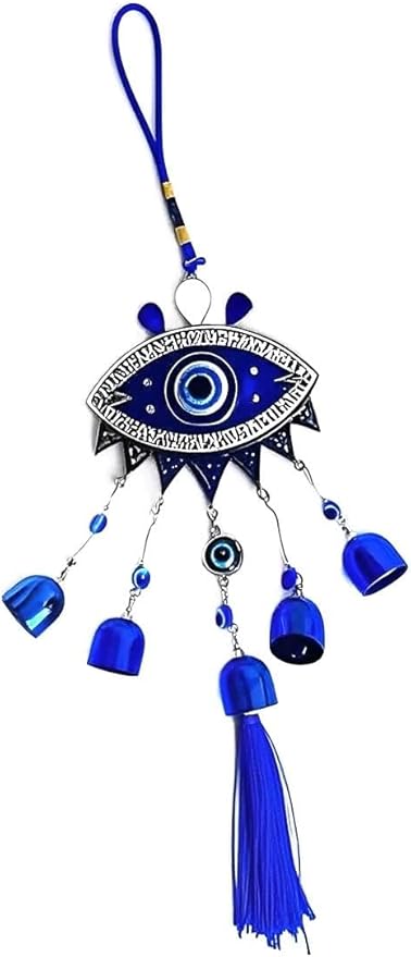 Creative Handmade Alloy Wind Chime Evil Eye Butterfly Sunflower Talisman Pendant Handmade Good Luck Charm, Car Kitchen Home Garden Patio Office (1pc Blue Eye)