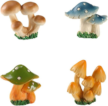 DIYOMR Creative Resin Mushroom Series Fairy Garden Accessories,Mushrooms Figurines Craft Indoor Outdoor Decor for Home DIY Windowsill Tabletop Garden Micro Landscape Decor Bonsai Ornaments, 4Pcs