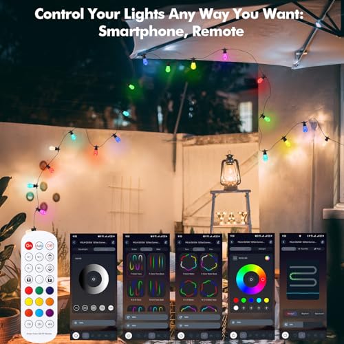 TviewSmart Outdoor String Lights - 52FT Waterproof Color Changing