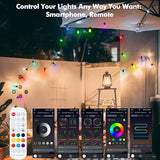 TviewSmart Outdoor String Lights - 52FT Waterproof Color Changing