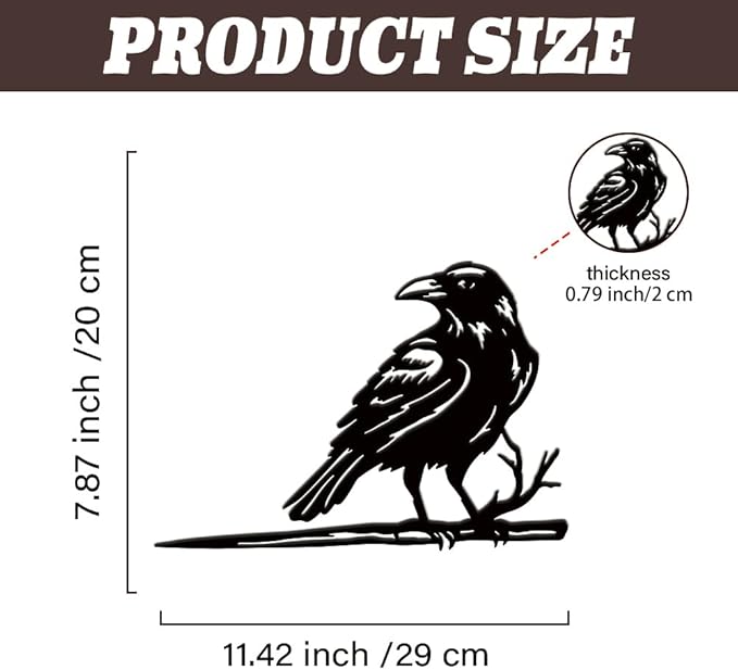 SUPERDANT Raven Metal Garden Decor Outdoor Crow Black Silhouette Yard Art Raven Decorative Garden Stakes Crow Lawn Ornaments Yard Stakes Metal Wall Art for Lawn Patio
