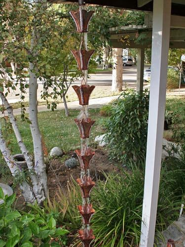 Nutshell Stores Large Square Cups Copper Rain Chain - Copper - 20 Feet
