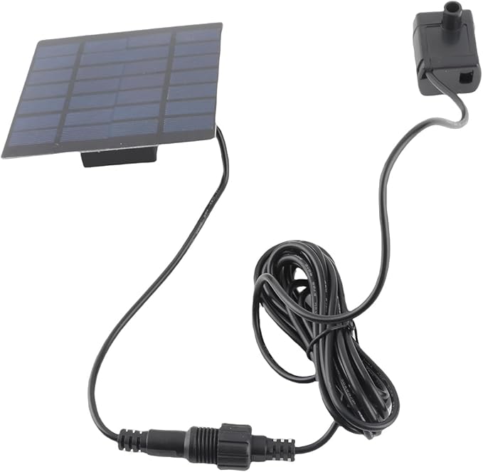 Zerodis Solar Fountain Pump, Brushless with 4 Sprinkler Heads for Garden Pond Bird Bath, Solar Powered Fountain Kit, 30-60cm Water Height, Tempered Glass Panel