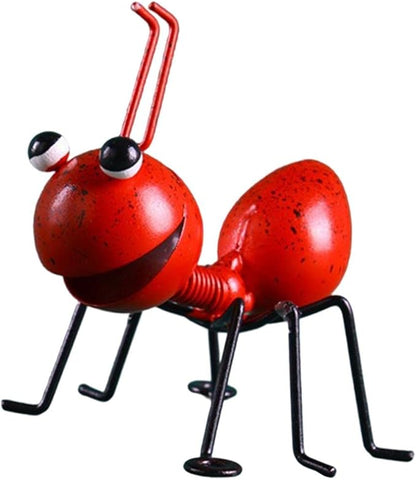 Garden Sculpture Metal Ants Hanging Wall Art Garden Lawn Yard Landscaping Decoration Home Gardening Gift Ornament (Red)