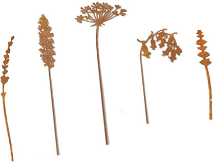 5Pcs Decorative Garden Stakes Metal Outdoor Yard Patio Pathway Rustic Ornaments Landscape Decor- Style C