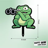 Garden Outdoor Small Metal Art 7"x 6" Weather Resistant Lawn Ornaments Sturdy Stakes Yard Sign Decoration for Patio (Frog with Shotgun)