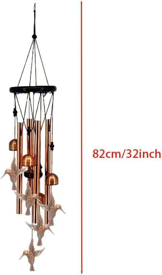 Wind Chimes Outdoor Clearance 32.2" luminum Tube Windchime with S Hook Decorative Wind Chime Hummingbird Gifts for Patio, Porch, Home Décor, Modern, Art Décor, Bronze