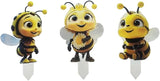 Bee Garden Stakes Decor – Metal Outdoor Yard Art, Rustproof Lawn Ornaments for Garden Patio Flower Bed, Hand-Painted 2D Bee Set of 3