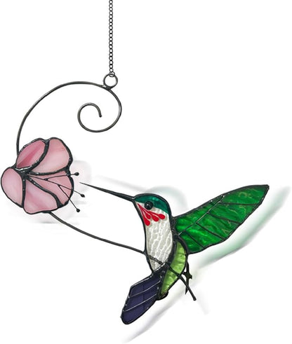 1PC Colorful Hummingbird Glass Window Decor Hanging Ornament, Home Wall Garden Decor, Hummingbird Light Catcher, Bird Lover Favorite Gardening Ornament