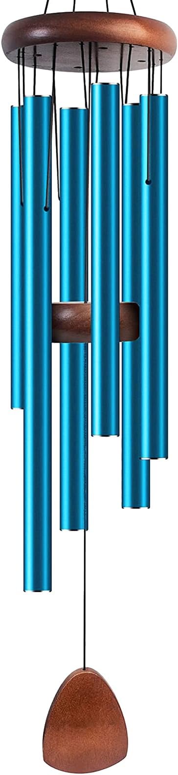 37-Inch Coastal Ombre Blue Wind Chime, Hand-Tuned Deep Tone for Beach House, Patio & Nautical Garden Decor, Unique Housewarming Gift