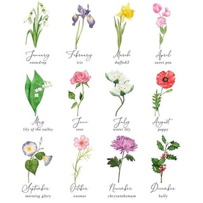 Personalization Universe Personalized Small Birth Month Flower Garden Stone, Name, and Date - Perfect Outdoor Decor for Garden or Walkway, Mother's Day, Grandma's Birthday, or Memorial – 5.75” x 5.75”