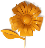 Metal Rustic and Colorful Flower Stakes Ranging from 9.5 to 36 Inches Tall (Sunflower Stake 34" Tall, Dark Yellow)