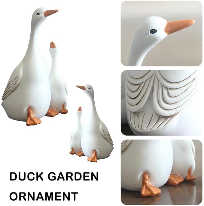 ZEshops Lifelike Mother Duck and Ducklings Resin Statue for Patio Yard Decoration - Durable and Hand-Drawn Sculpture (Extra Large Size (22cm x 14.5cm))