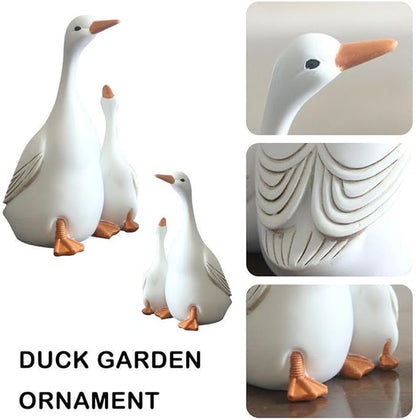 ZEshops Lifelike Mother Duck and Ducklings Resin Statue for Patio Yard Decoration - Durable and Hand-Drawn Sculpture (Extra Large Size (22cm x 14.5cm))