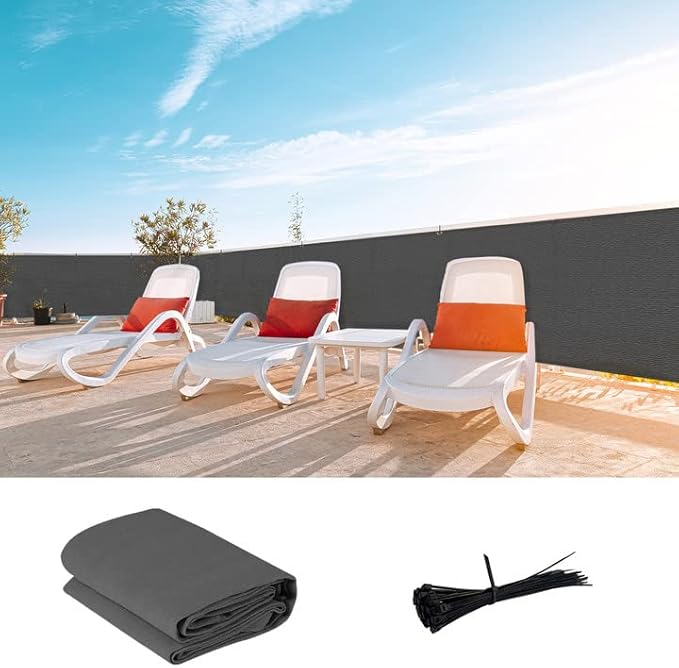 LOVE STORY Custom Size 2'6''x50' Dark Grey Balcony Privacy Screen,UV Block Privacy Fence Screen,90% Shield for Outdoor Pool Garden Apartment Railing