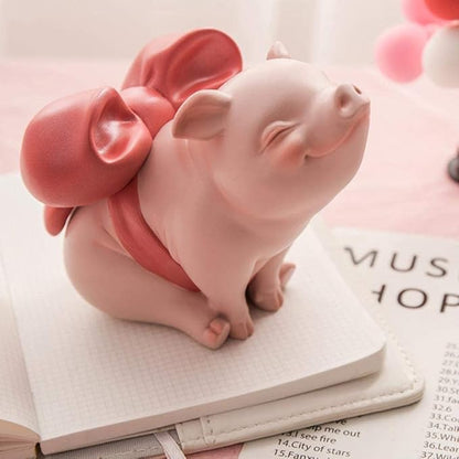 Garden Ornaments Decor Statue Outdoor,Abstract Unique Statue Sculpture Creative Statues and Sculptures Outdoor Decor for Garden,Cute Pink Pig Girl Bedroom Resin Decoration Small Ornaments