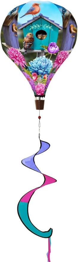 Colorful Birdhouses Spring Hot Air Balloon Wind Twister 54" x 12" Briarwood Lane
