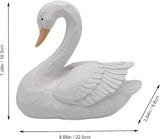 White Swan Statue Garden Ornament - Resin Figurine Sculpture for Yard Decoration, 7.3" Height - Elegant Swan Design for Landscaping Art & Crafts.