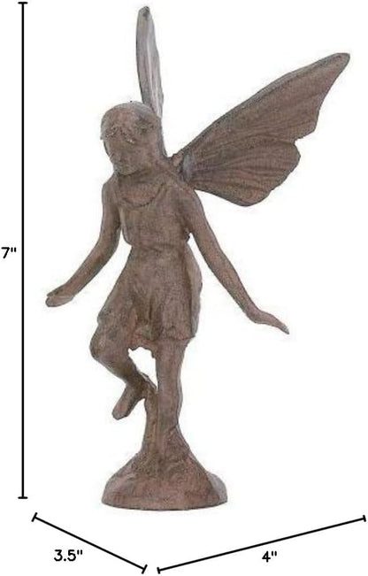 HomeOffice Cast Iron Playful Fairy Garden Statue Angel Pixie Fairy