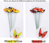 Rikyo 3D Butterfly Garden Stake Decor,10" PVC Butterfly Garden Decor for Outside,Shaking Head Artificial Butterflies for Cake Bouquet Wall Lawn Pathway Plant Pot Flower Bed Yard Decor (50, Yellow)