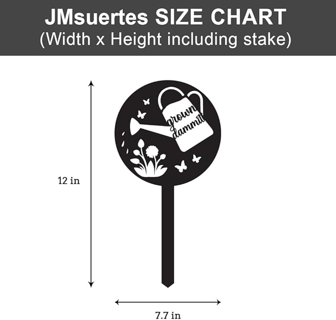 Grow Dammit Funny Garden Signs, Unique Outside Gardening Decor Outdoor, Flower Vegetable Garden Plant Accessories, Fun Gardening Gifts for Women Men Mom Gardeners Who Love Plants