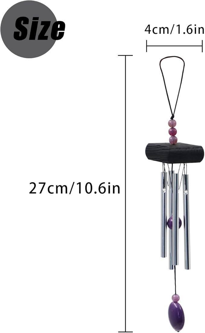 Small Wind Chimes, Outdoor Aluminum Chime with Soft Melodic Tones, Garden Chimes, for Yard, Porch, Home Decor (Black)