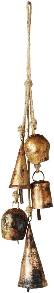 Midwest-CBK 14" Distressed Antique Style Gold Bell Cluster Wind Chime