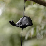Japanese Bless Whale Small Wind Chimes Outdoor, Iwachu Cast Iron Lucky Temple Wind Bell Memorial and Sympathy Wind Chimes for Outside Good Luck for Garden, Patio, Balcony
