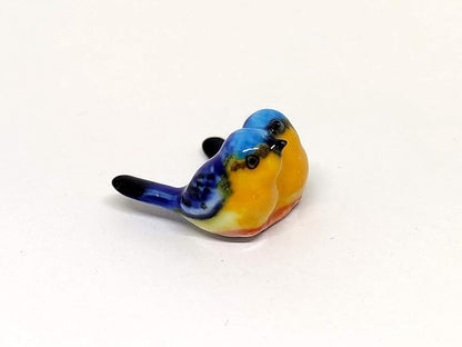 Bird Micro Tiny Dollhouse Figurines Hand Painted Ceramic Animals Collectible Gift Home Garden Décor (Budgerigar Bird)