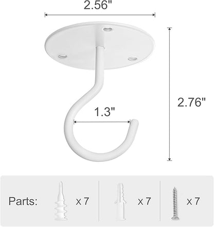 Mkono Ceiling Hooks for Hanging Plants, Metal Plant Hanger Bracket Wall Mount Hooks for Hanging Bird Feeders, Lanterns, Wind Chimes, Planters, Indoor&Outdoor Decoration Hooks (2-Pack) (White)
