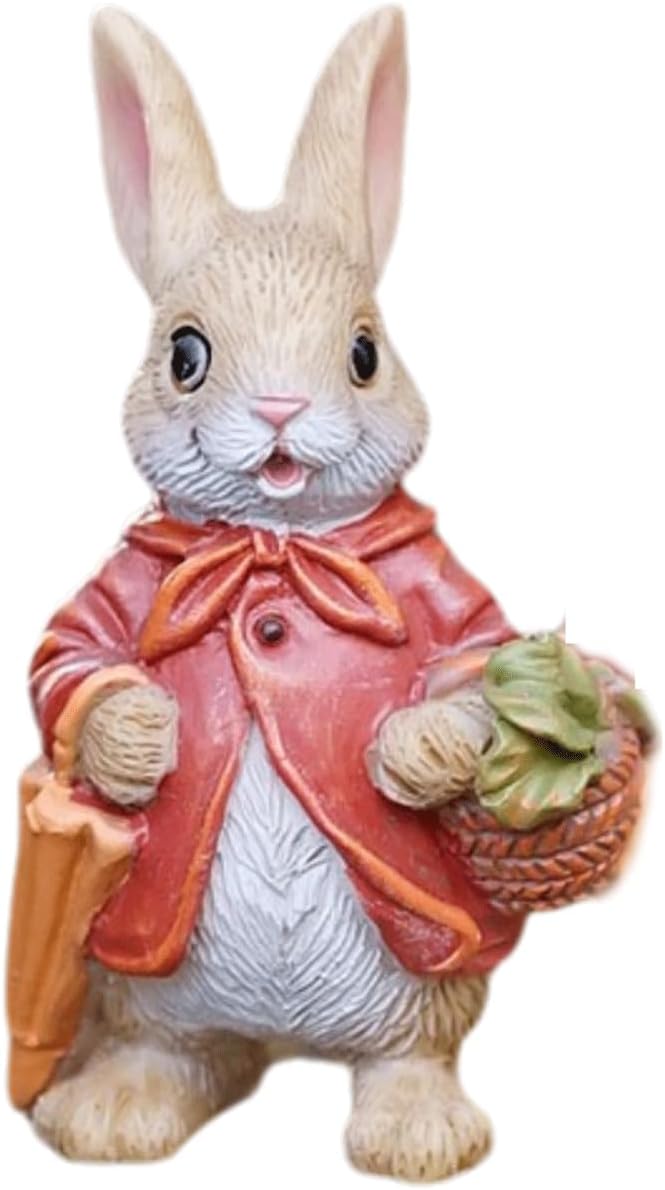 Garden Statues Resin Outdoor Rabbit Figurines Easter Bunny Garden Statue Cute Mini Bunny Figurine Sculpture Yard Animal Statues Yard Ornaments Decor
