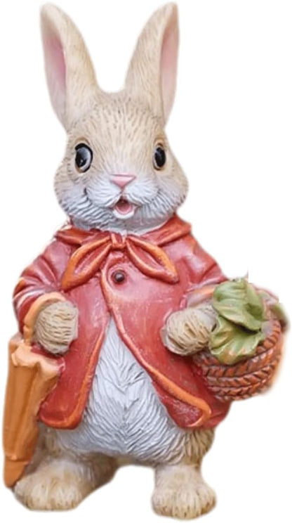 Garden Statues Resin Outdoor Rabbit Figurines Easter Bunny Garden Statue Cute Mini Bunny Figurine Sculpture Yard Animal Statues Yard Ornaments Decor