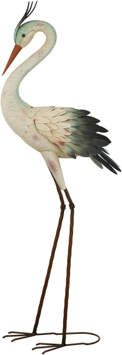 Regal Art & Gift Grey Crane Metal Statue – Indoor Outdoor Decorative Sculpture for Home & Garden Décor, Weather-Resistant Yard Art Figure for Patio, Lawn - Downward Gaze