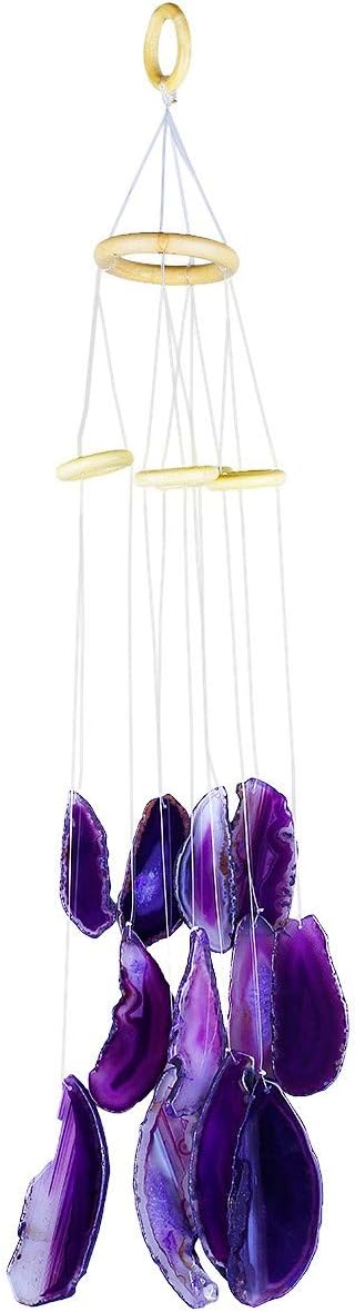 rockcloud Agate Slices Geode Wind Chime Home Garden Decoration Figurine, 20-24 inches, Purple