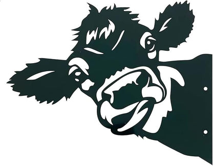 Farm Peeping Cow Metal Art Outdoor Decor Garden Fence Decoration, Farmhouse Backyard Hang Artwork Wall Decor, Outdoor Yard Patio Lawn Statue Gift for Loved Dad Grandpa (Cattle)