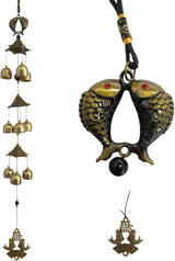 Fish with Energy Bead Wind Chimes Represents Richer Than Richer Copper Alloy 3 Layers+9 Bells for Outdoor Decorations Garden Yard Trees Or As A Good Gift