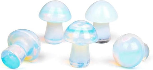 15PCS Opal Natural Stones Mushroom Sculpture Decor Crystal for Home Crafts Flower Pot Gemstone Mini Mushroom Hand Making Yard Decoration