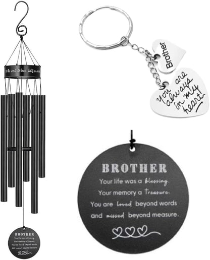 Memorial Wind Chimes for Loss of Loved One Prime, Outdoor Memory Chimes Mom, Dad, Grandma, Wife, Personalized Bereavement Windchimes, Sympathy Remembrance Chime, Windchime Gift (Brother Memorial)