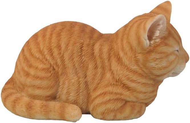 Hi-Line Gift Ltd Tabby Sleeping Cat Statue, Orange