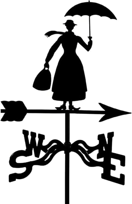 European Style Wrought Iron Garden Weathervane, Roof Decoration Weather Vane, Direction Indicator Kit, Outdoor Cute Hollowed Out Steel Gnomes Statue direction indi