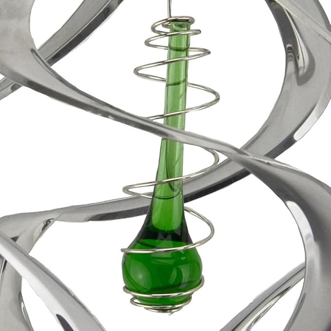 Red Carpet Studios The Original Helix Cosmix Wind Spinner Indoor/Outdoor 3-Dimensonal Garden Décor, 11-Inch, Chrome - Teardrop