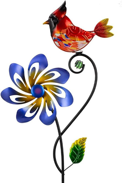 Wind Spinners Outdoor, Cardinal Wind Spinner, Kinetic Windmill with Metal Stake, Decorative Pinwheels for Lawn, Patio, Garden Decor