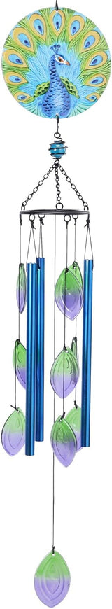 MUMTOP Wind Chimes for Outside-Glass Peacock Wind Chime - Deep Tone Windchimes Outdoors Unique for Patio,Garden,Yard,Home,Tree Decor