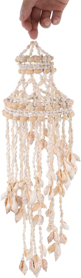 Toddmomy Shell Wind Chime Hanging Ornament 16.53In Coastal Decorative Wind Chimes for Outside Patio Garden Wall Hanging Pendant Natural Home Decoration
