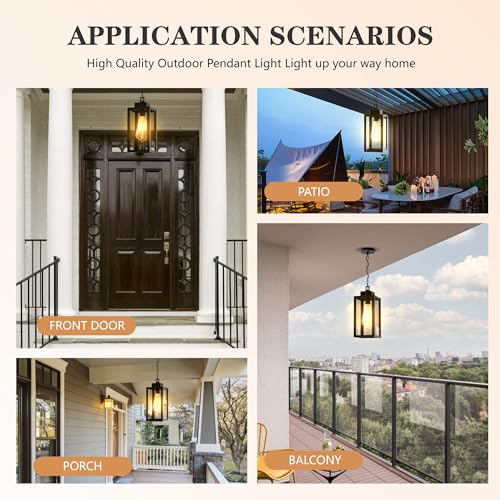 Outdoor Pendant Light - Waterproof Anti-Rust Lantern (2 Pack)