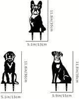 Dog Style Metal Puppy Silhouette Garden Statues French Bulldog/Doberman Pinscher Backyard Lawn Stakes, Festival Decorations & Yard Decor Iron Art (Ee)