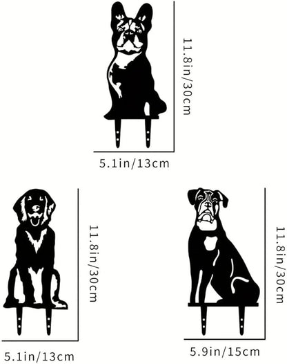 Dog Style Metal Puppy Silhouette Garden Statues French Bulldog/Doberman Pinscher Backyard Lawn Stakes, Festival Decorations & Yard Decor Iron Art (S)