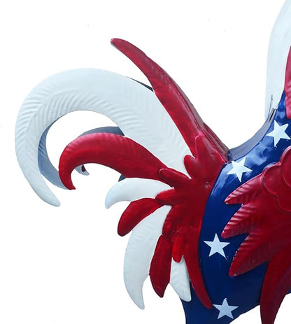 Metal Rooster Statues Waterproof Chicken Sculpture Metal Garden Deco Outdoor Yard Ornament for Patio Lawn Backyard