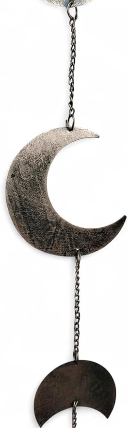 Mango Gifts Handcrafted Recycled Iron Metal Moon Phase Cycle, Wall Hanging Art for Moon Lovers Boho Theme Home Decor Ornaments, Antique Green Gold Finish 95 cm Height